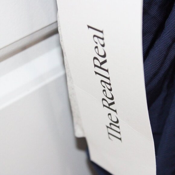 Yigal Azrouel Short Sleeve V Neck Midi Dress Ruched Navy - Picture 4 of 4